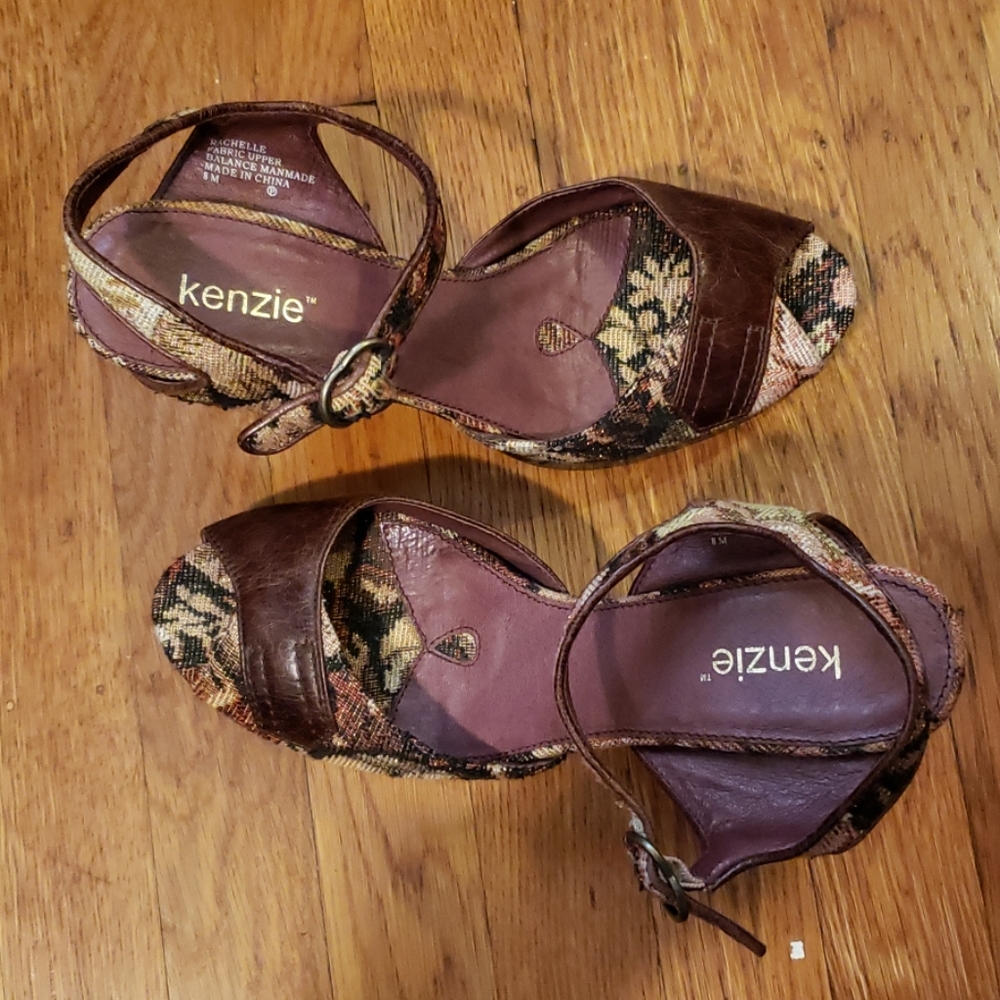 Kenzie brand fabric Anthropologie high heels